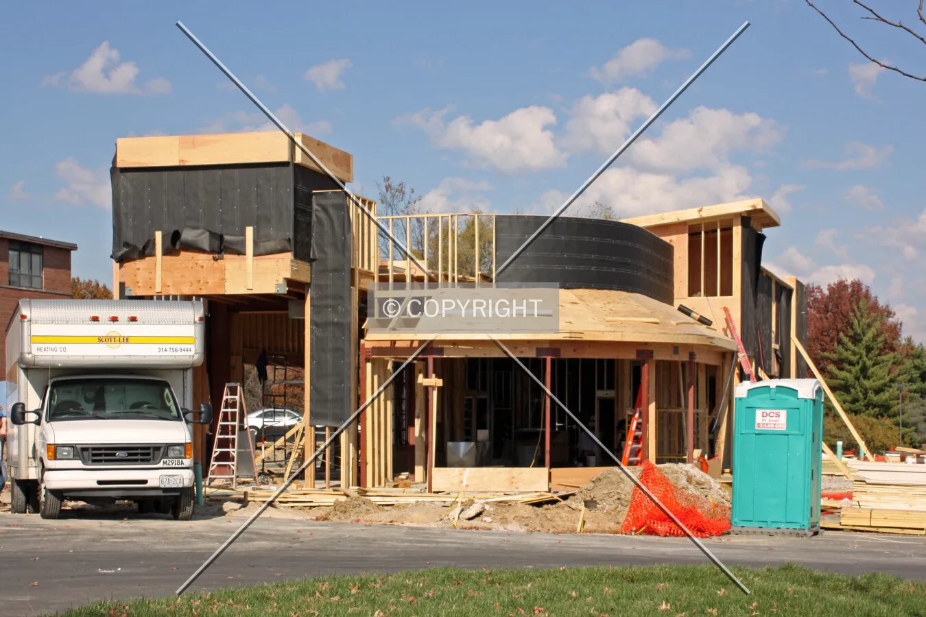 View from the southeast during construction