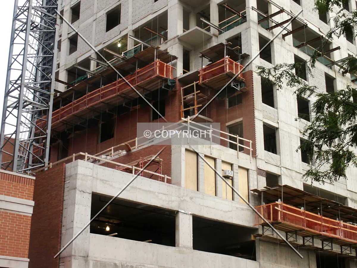 Brick facade being applied to the north side