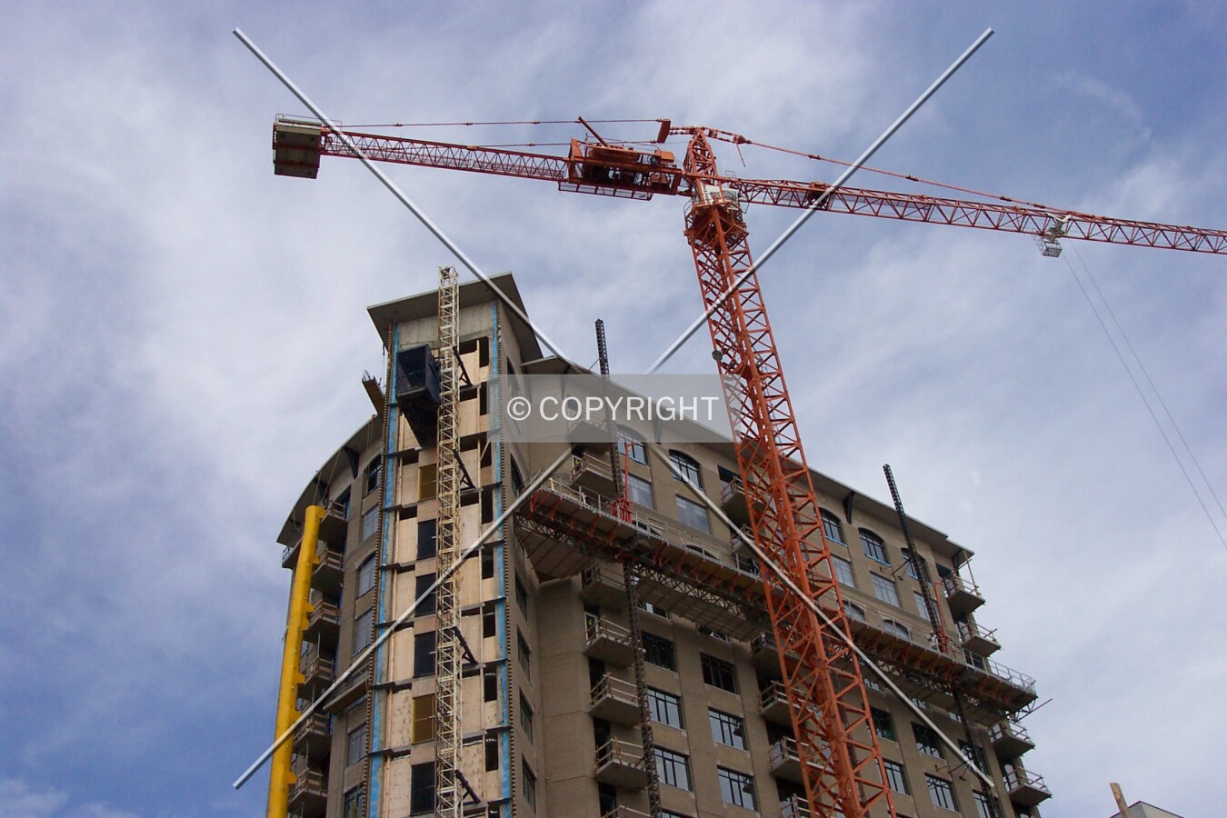 The top floors, as seen from the front of the building