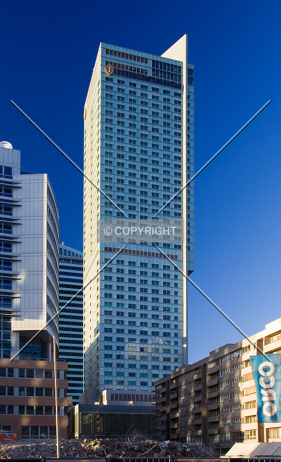 View from the southwest (first uncovered after demolition of City Center department store on October 12, 2007)