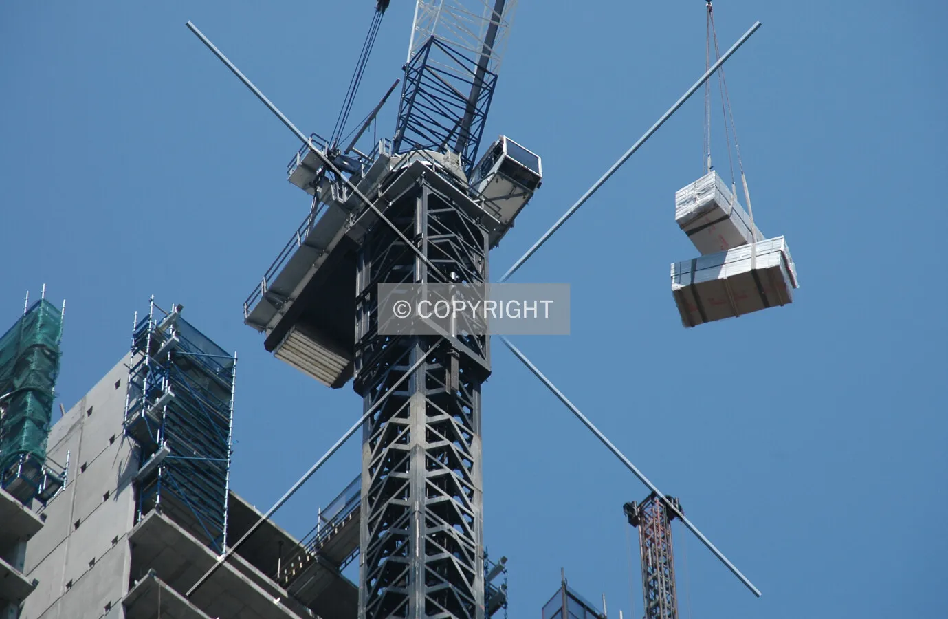 Lifting supplies to the top floors