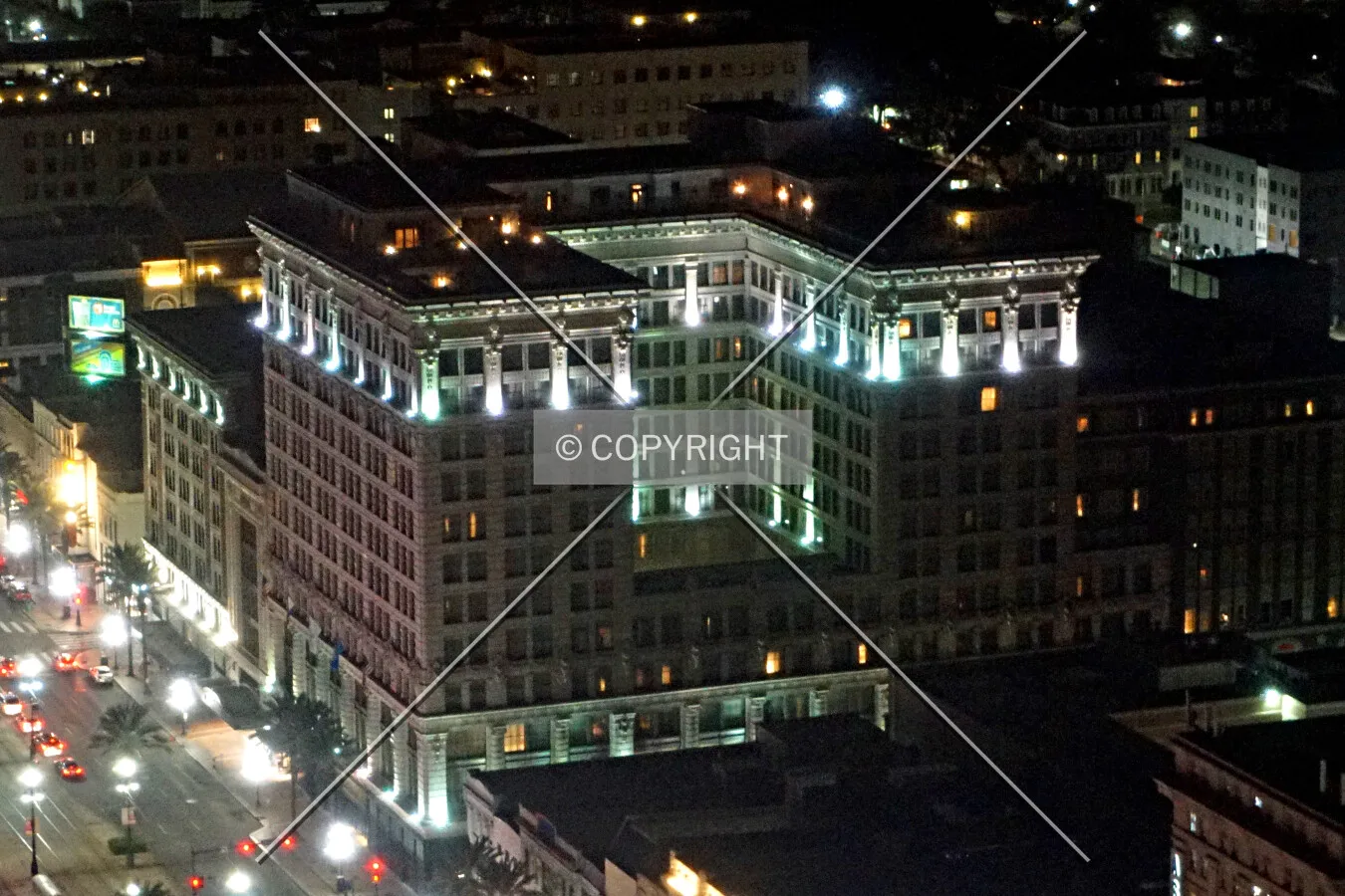 View from the southeast at night; August 24, 2016