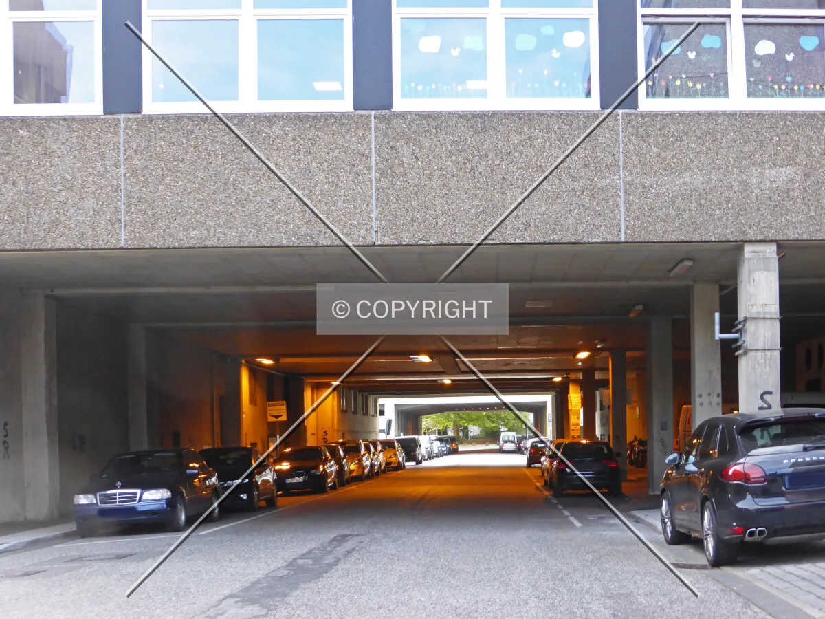 Street running below the building