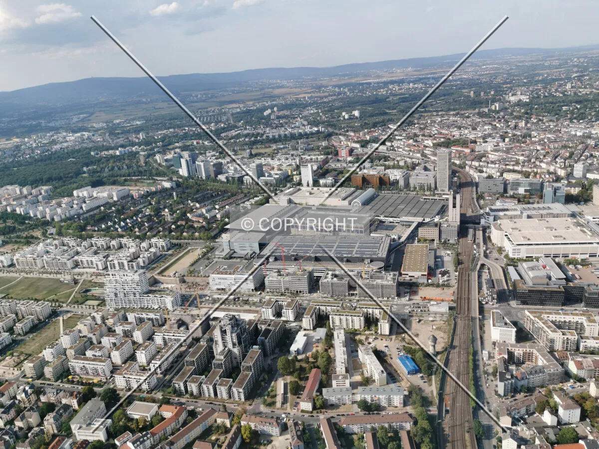 Flight with a helicopter over Frankfurt