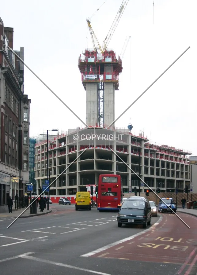View northwest of the rising central core from City Road