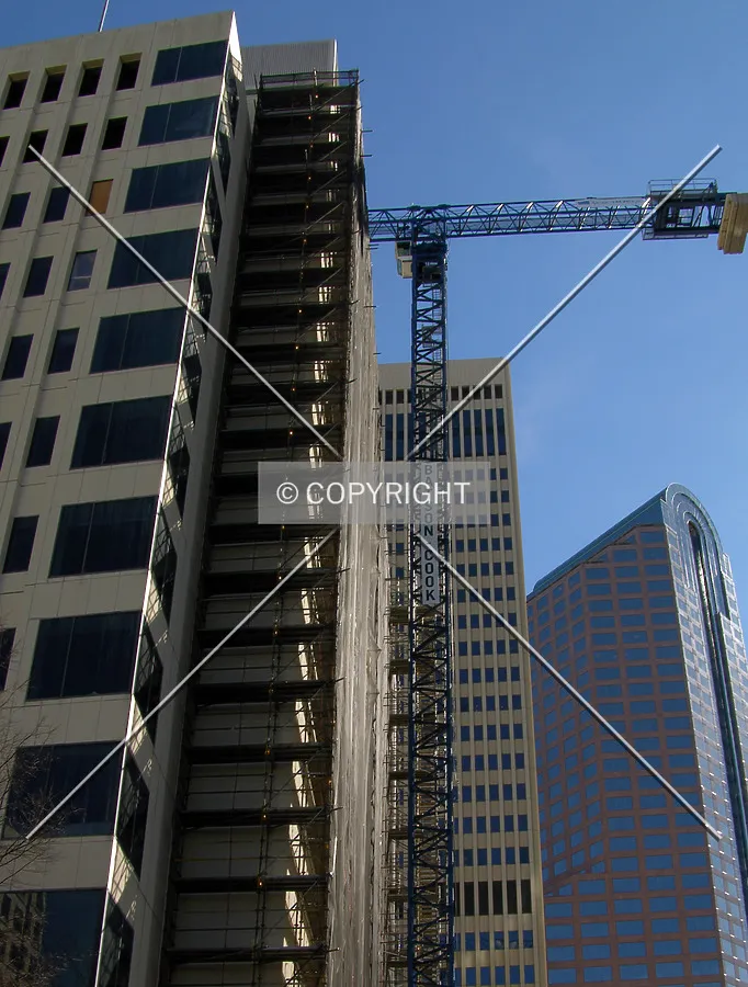 Looking up the tower crane on the southern side