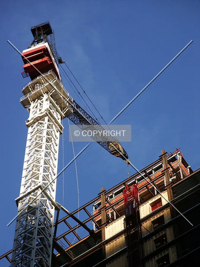 Crane reaching over the core