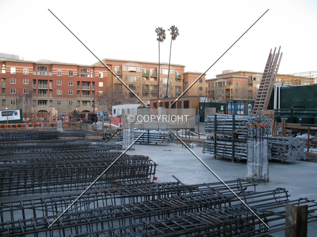 Looking southeast through the site with the first floor slab now complete