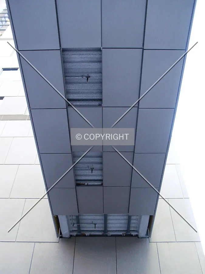 Underside of the skywalk across Fairbanks