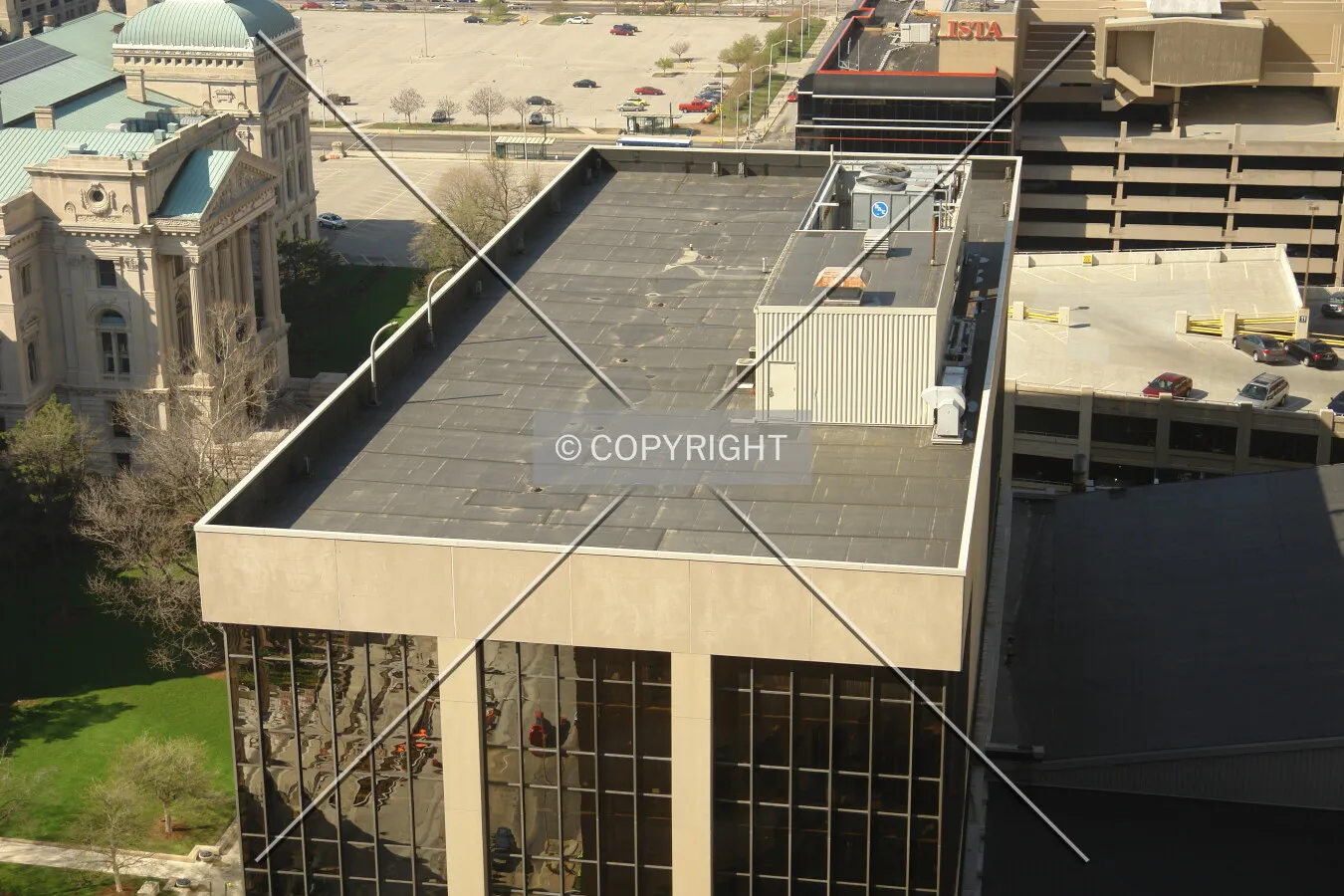Looking on top of the roof