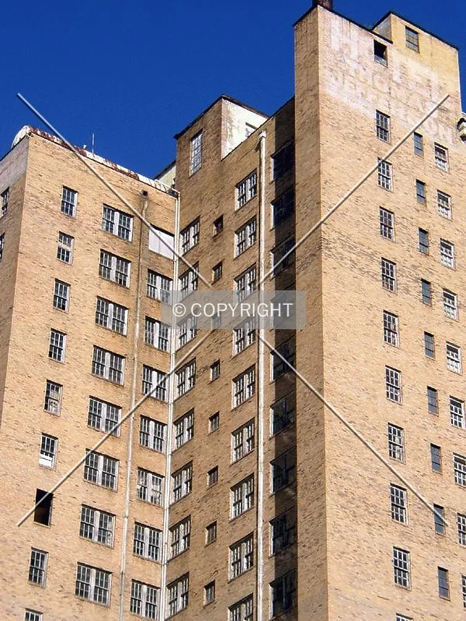 Detail of the upper floors on the southwest side