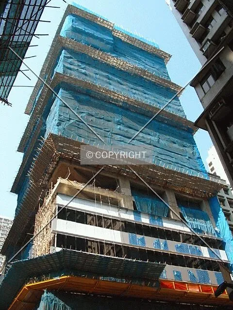 Elevation detail - site office now locatated on the exposed lower floors