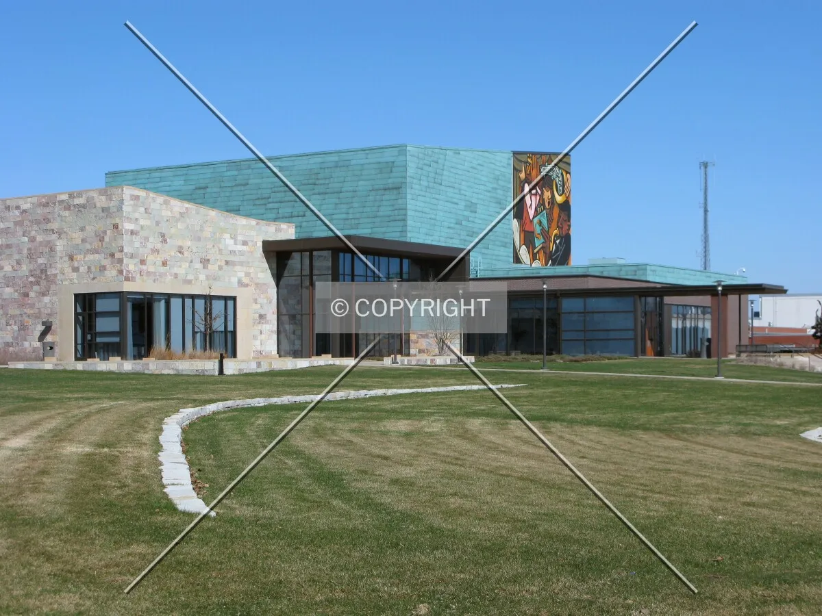 The Center for the Arts from across the lawn east of the building