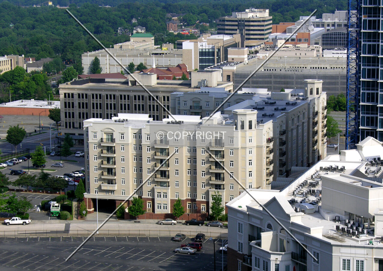 Elevated view from the southeast