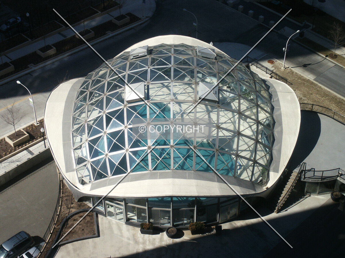 Swimming pool dome from the 23rd floor