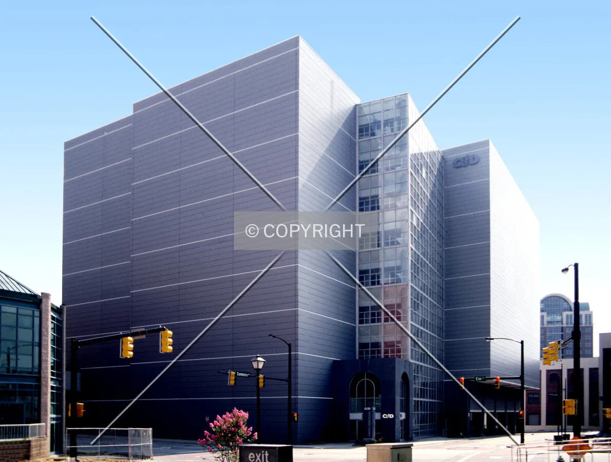 View from the northeast across Commerce Avenue
