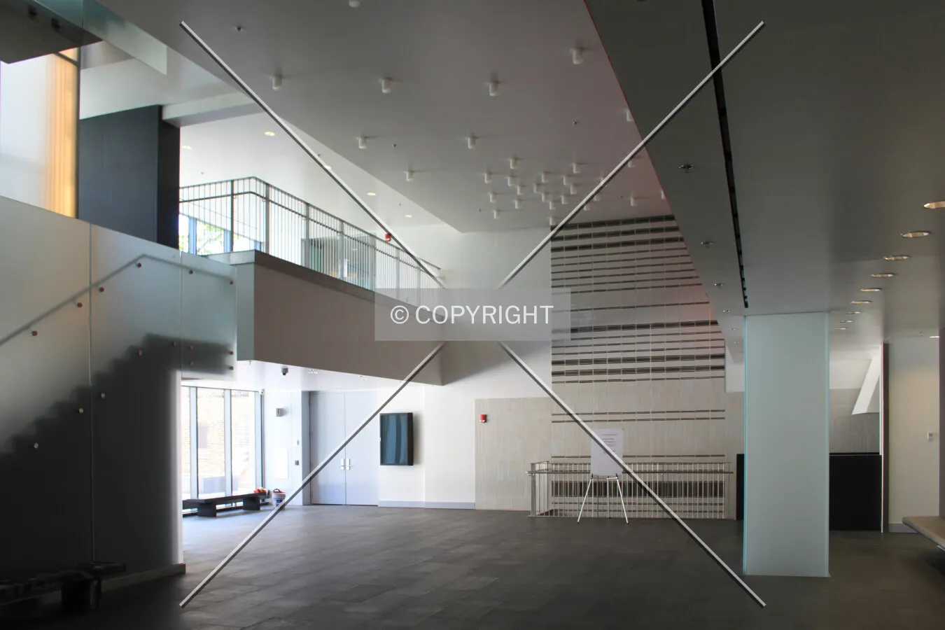 Theater lobby from the southwest corner
