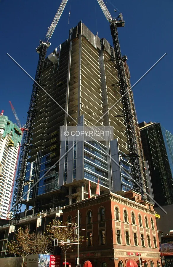 Looking up the northeast corner