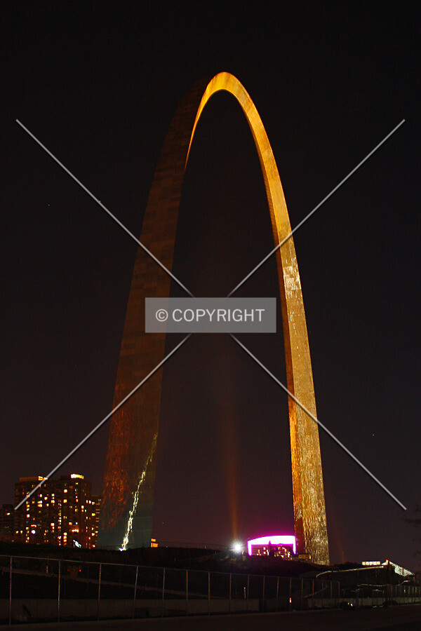 View from the southeast while lit up in gold one night only for it's 50th anniversary; October 28, 2015