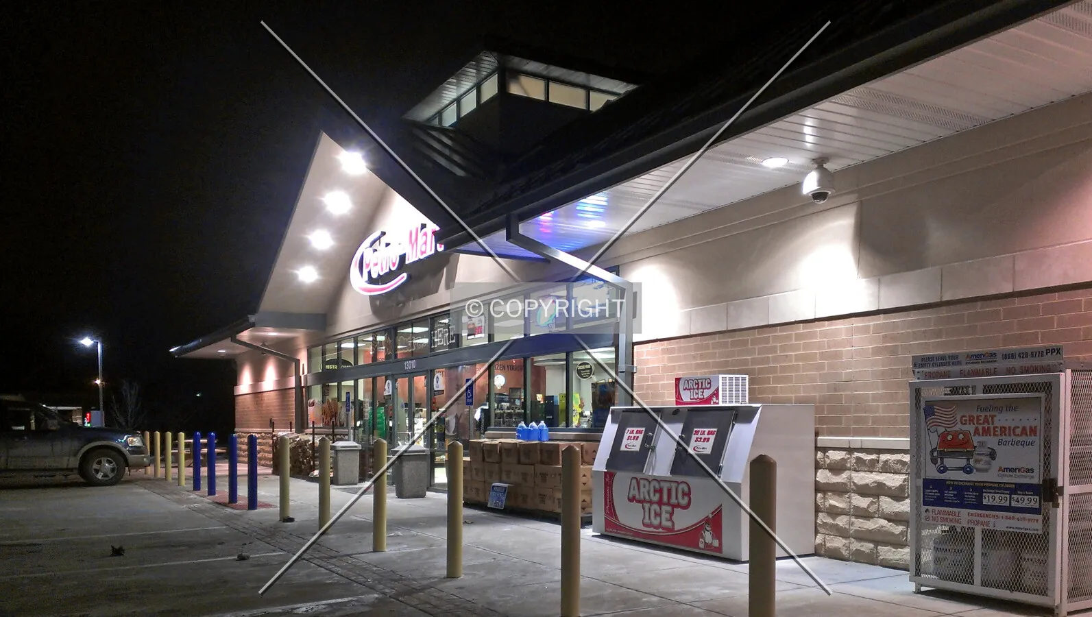 View from the southwest at night