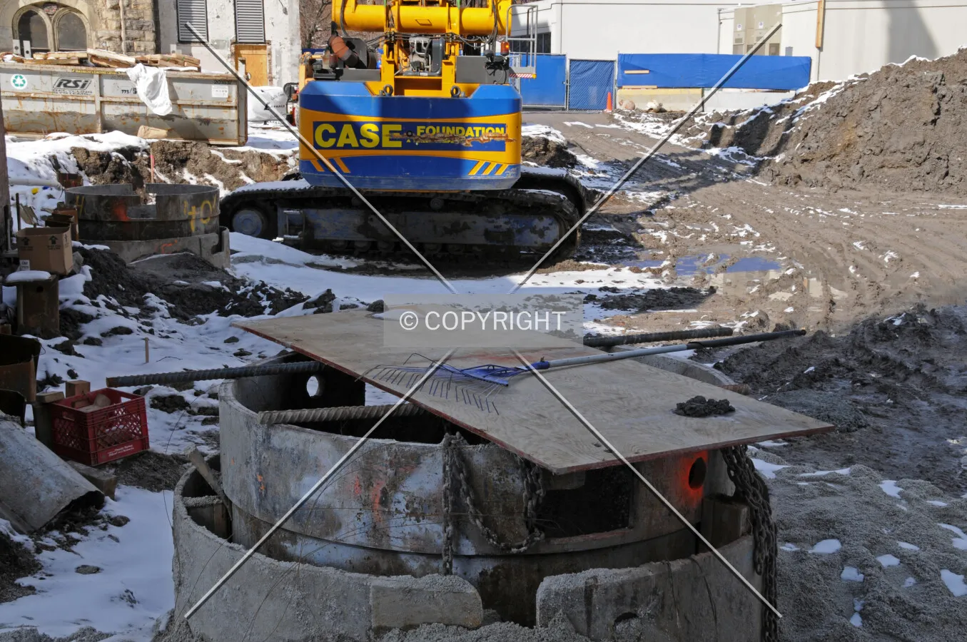 Drilled caisson on the southern edge of the site