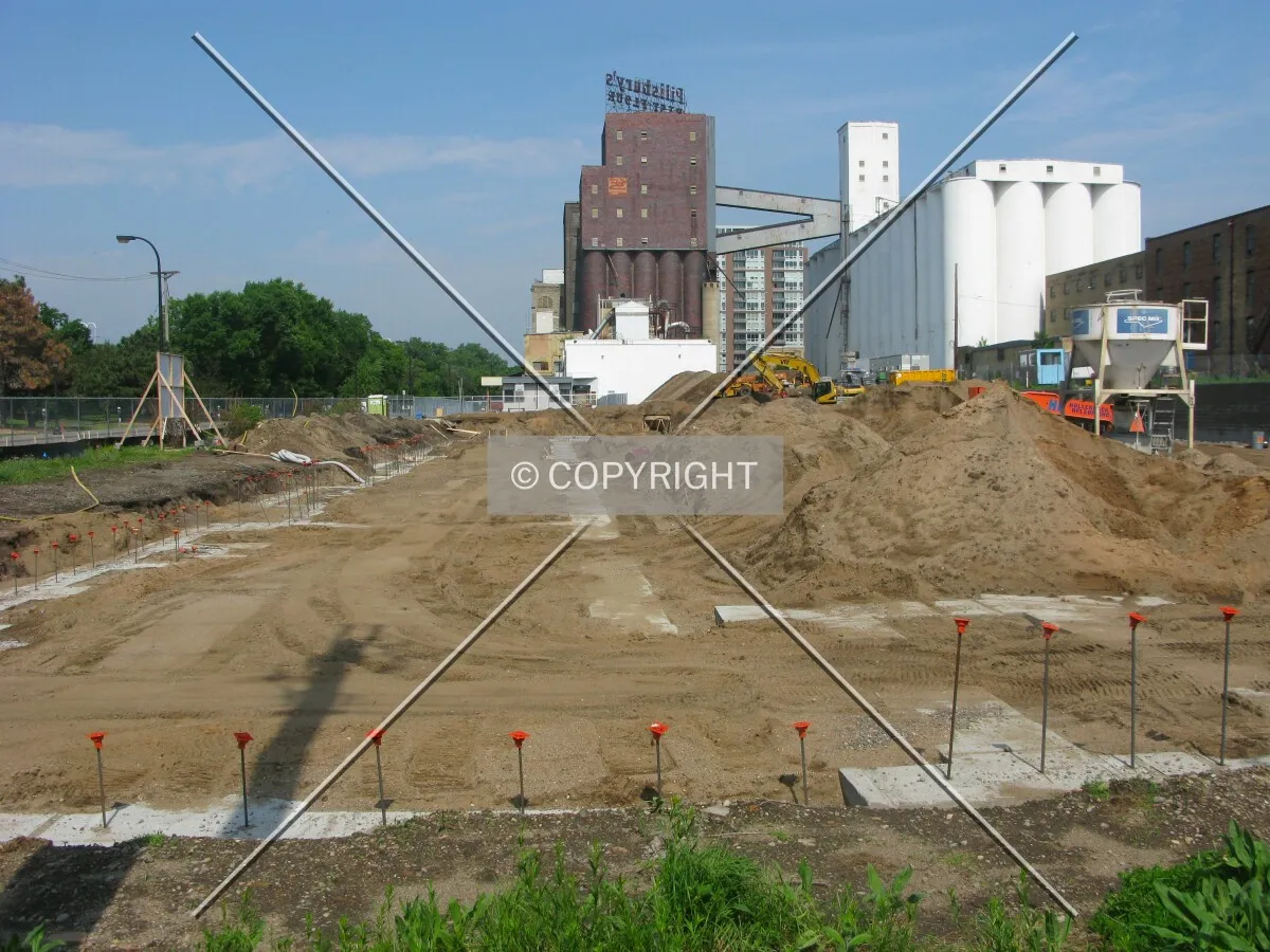 View across the site toward the Pillsbury 'A' Mill Complex