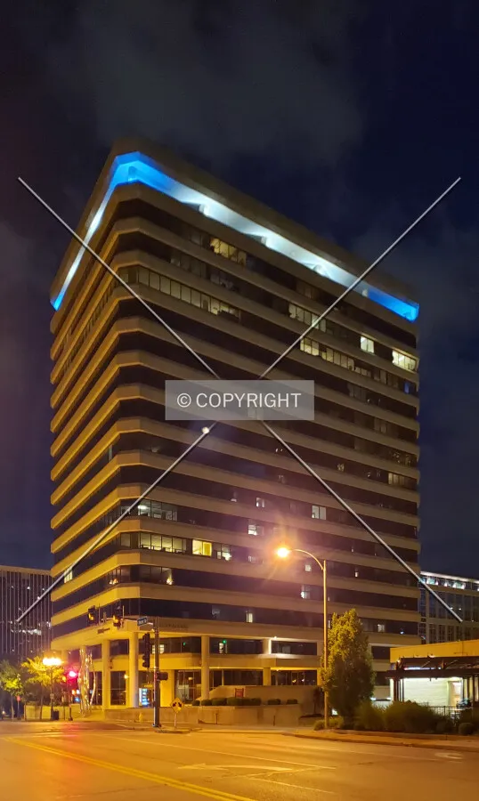 View from the northwest at night; June 15, 2019
