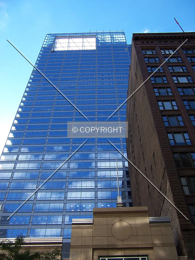 Looking up the east facade from State Street