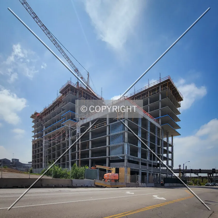 From the southeast during construction; May 9, 2023