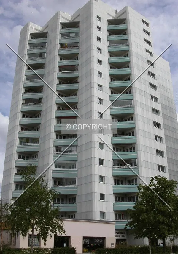 Frontal view of the building