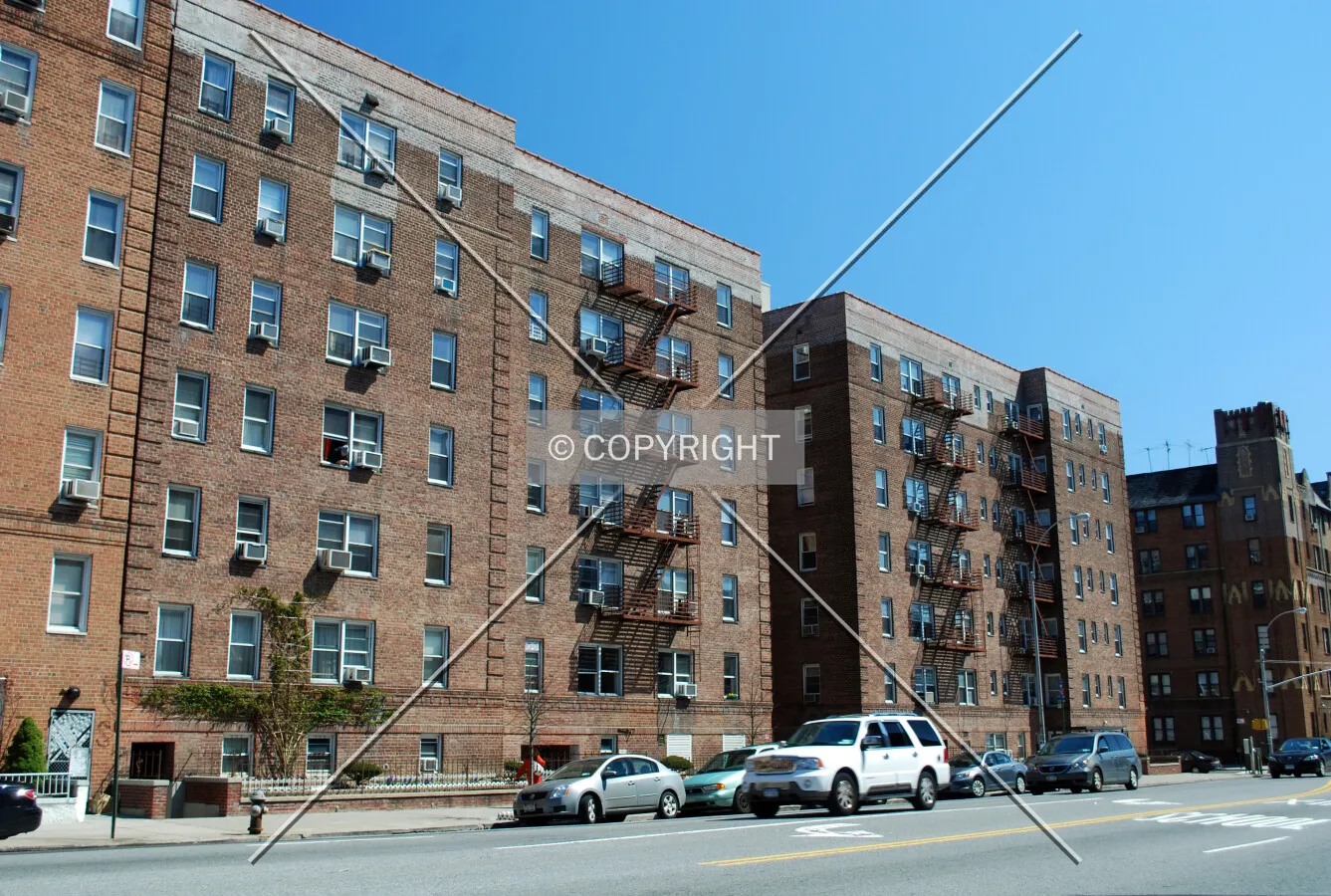 Viewed from the northwest along Ocean Avenue