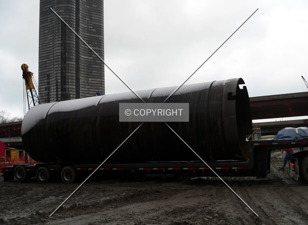 Caisson liner on a flatbed