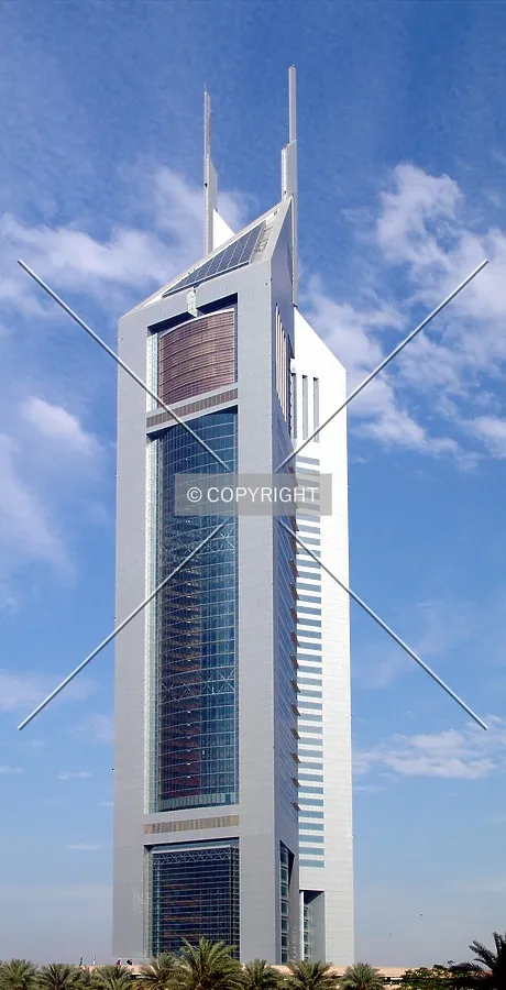 View from the southwest with Emirates Office Tower behind