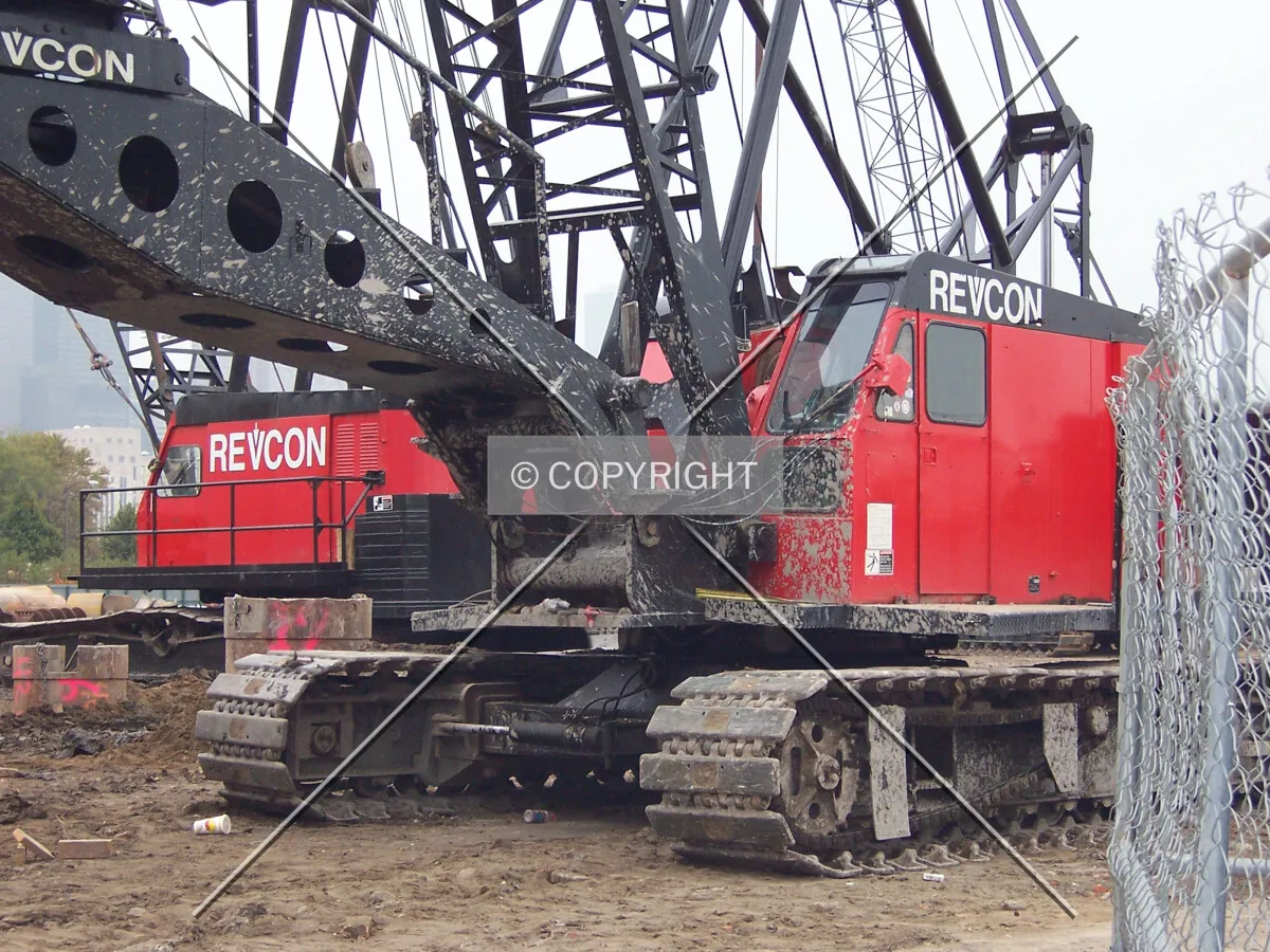 Revcon caisson drilling crane at the south end of the site