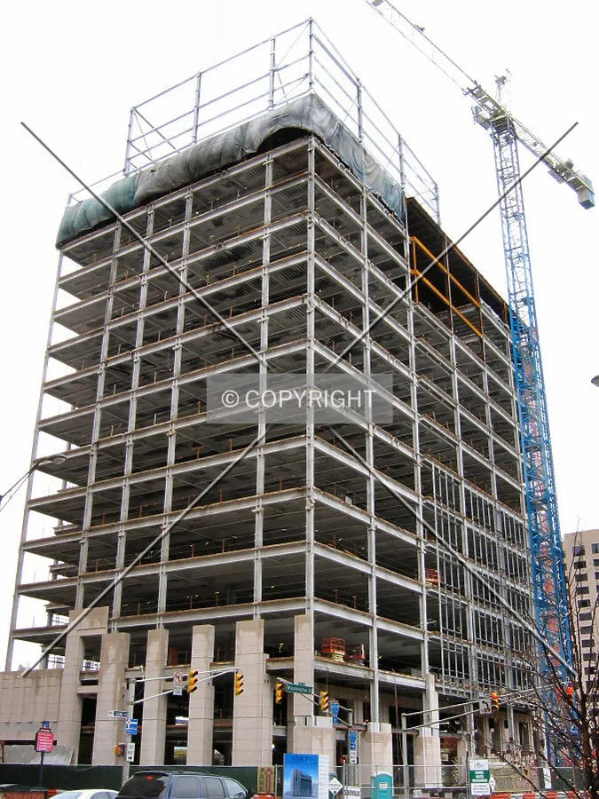 Looking up the northeast corner