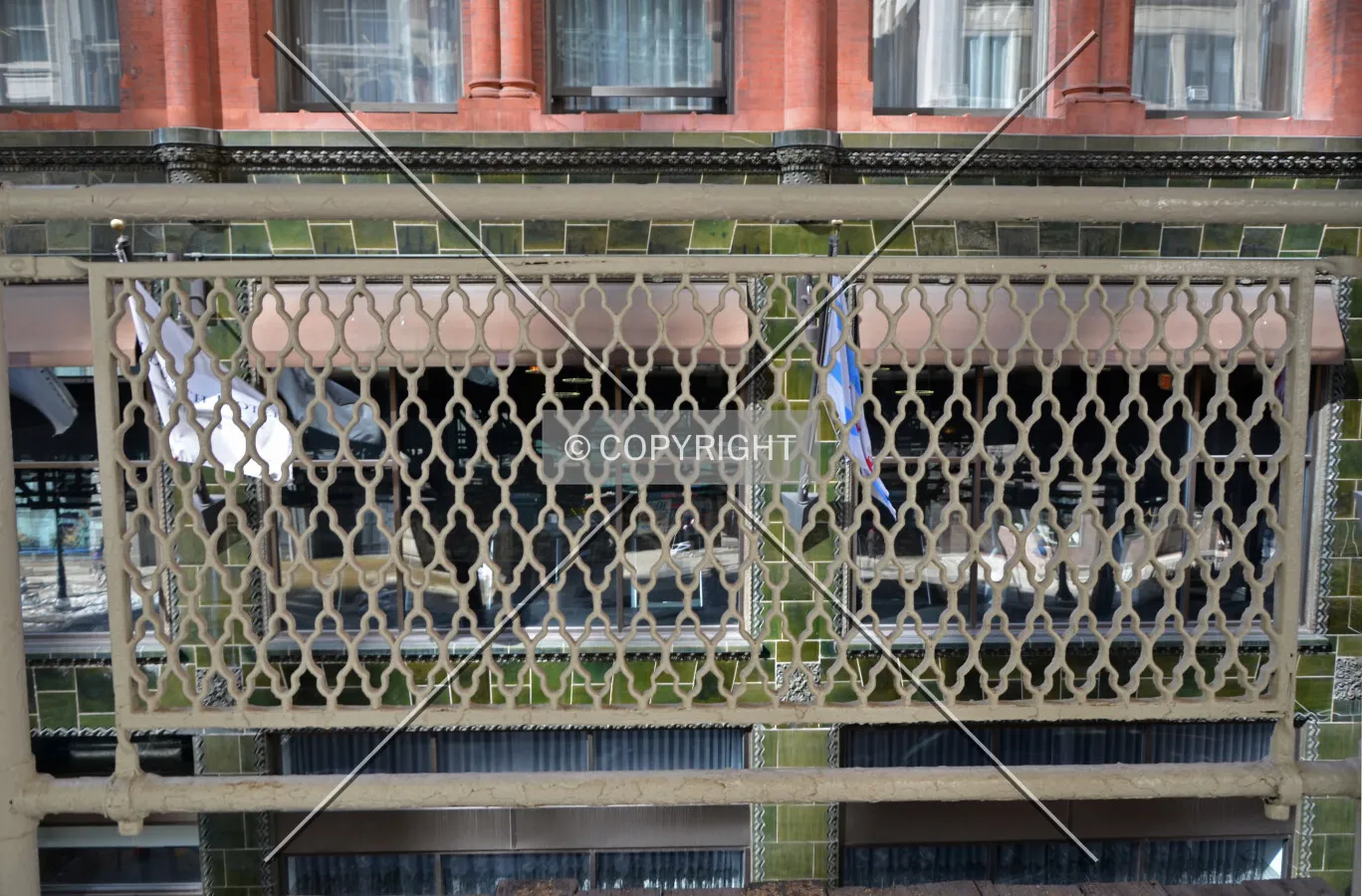 Historic railing along the western platform; March 7, 2015.