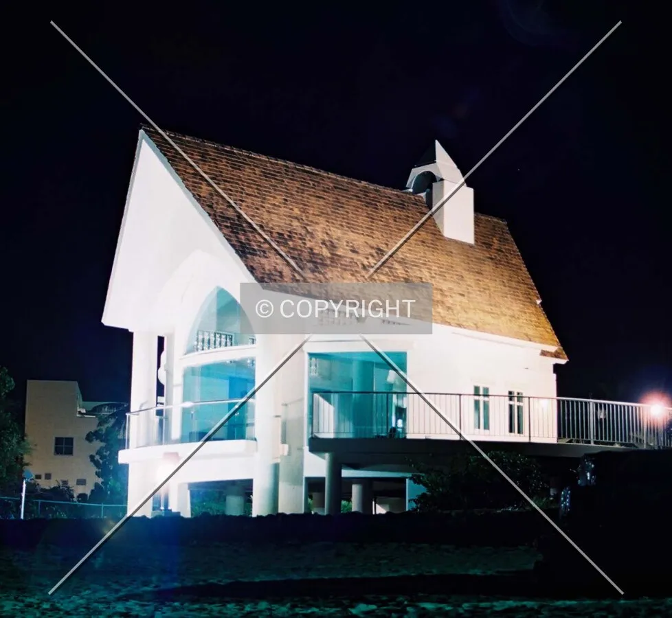 Wedding Chapel on beach, at night