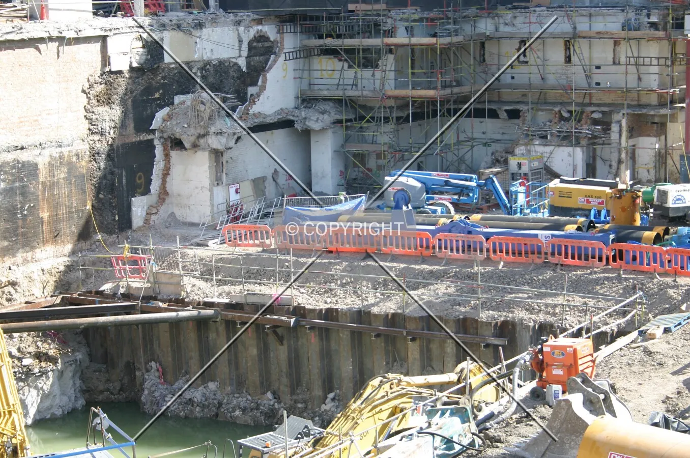Elevated view east over the site