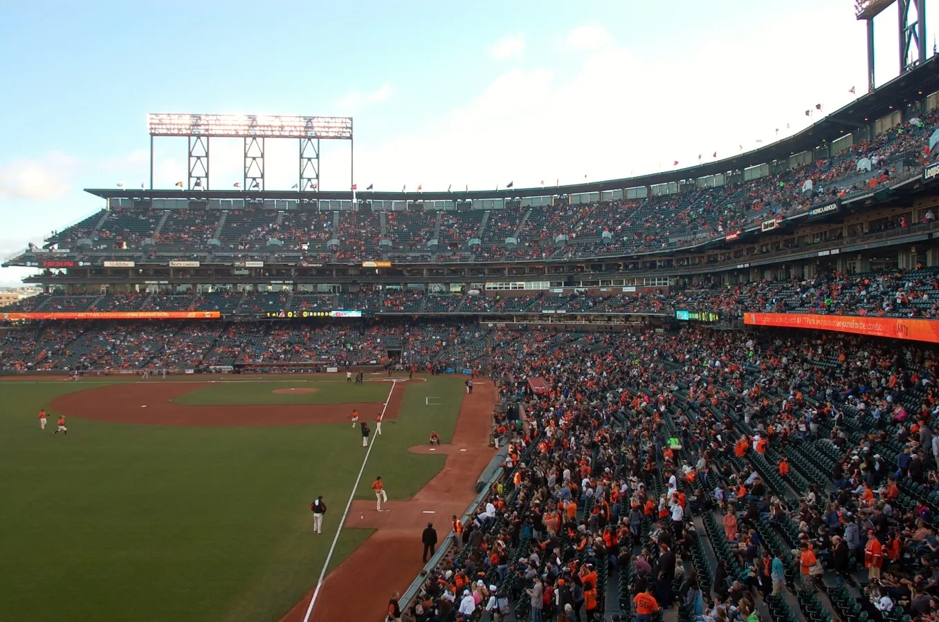 Wide angle view towards home plate
