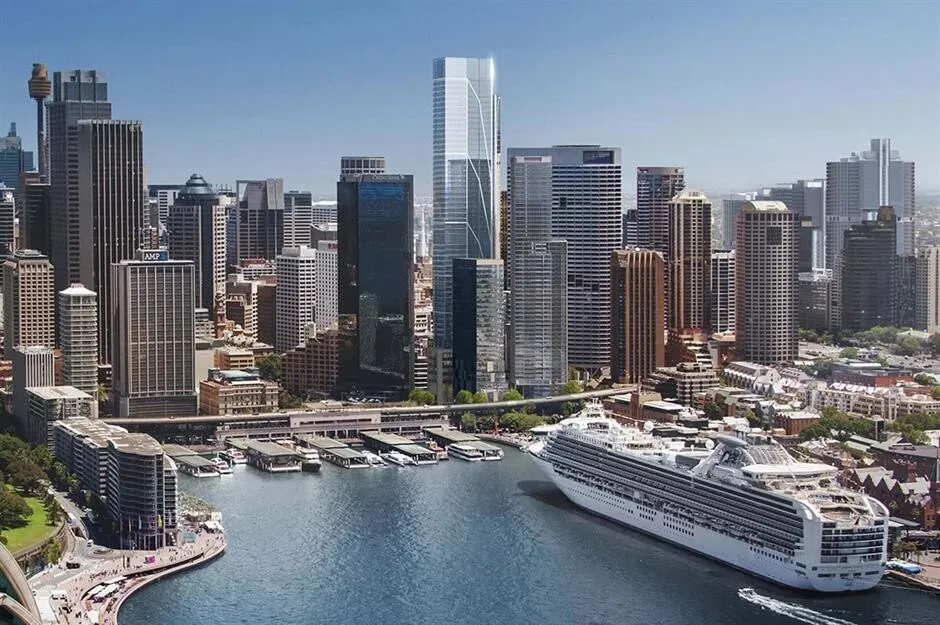Rendering rising over the skyline