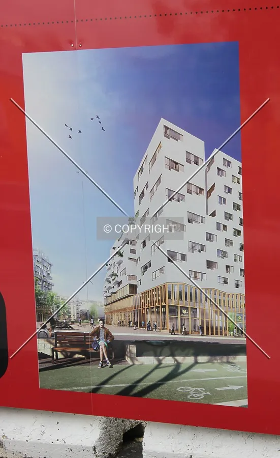 Rendering displayed at the construction site.