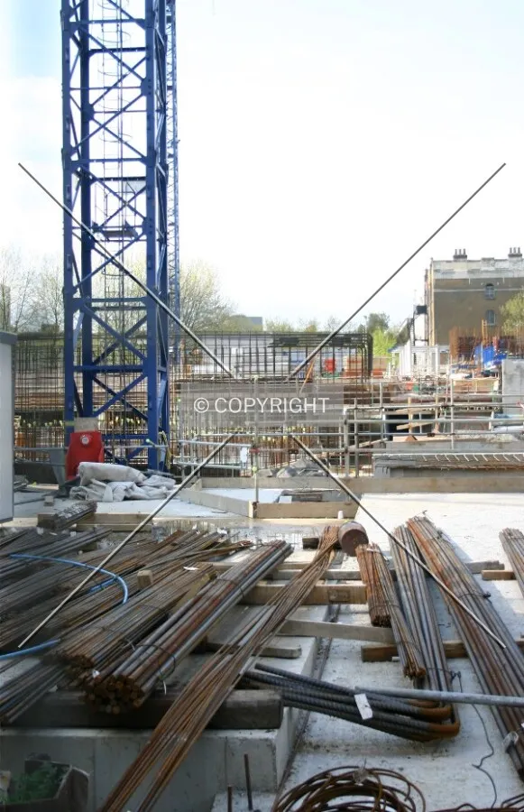 View showing the steel reinforcing rods prior to use