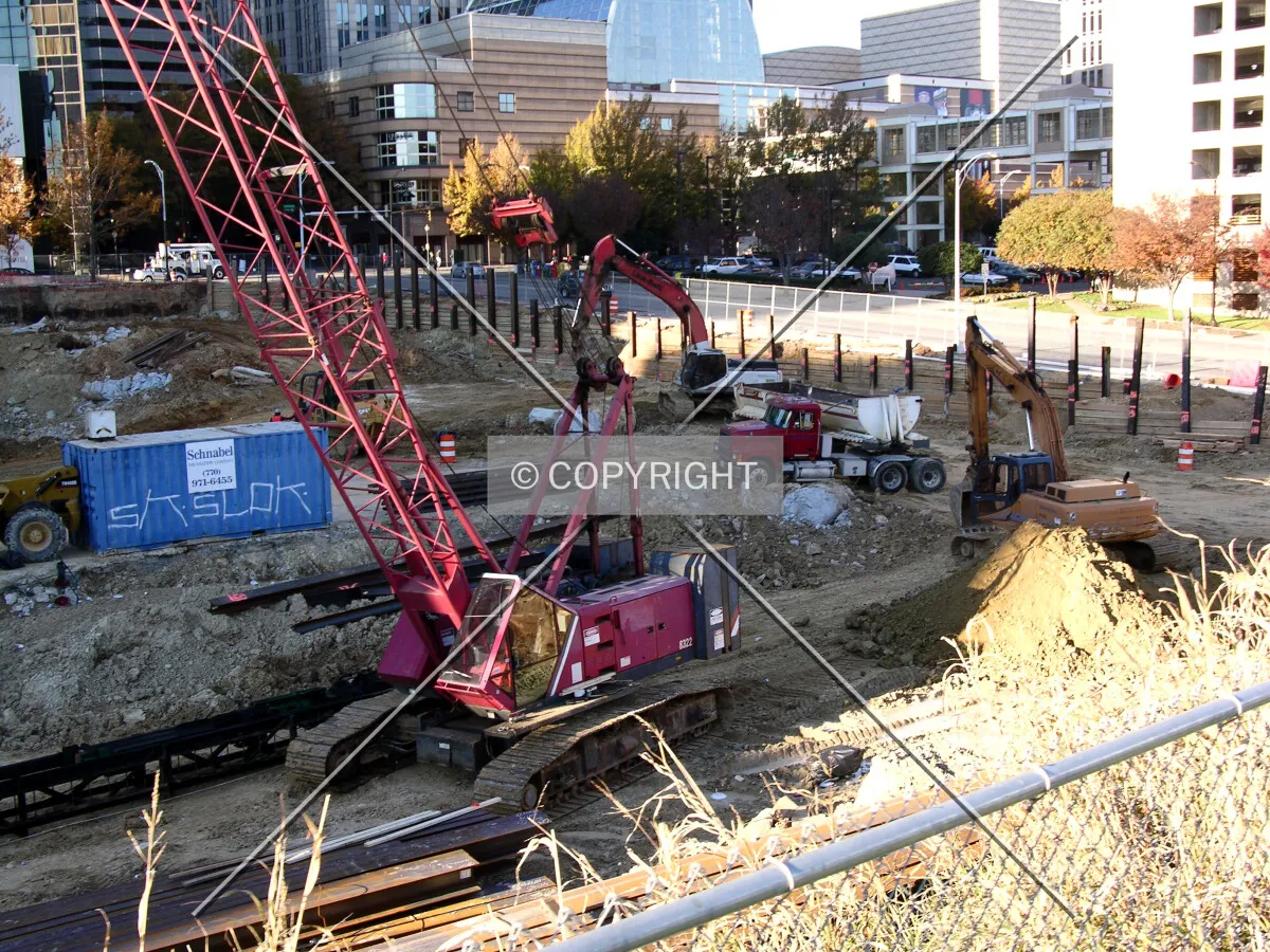 Looking northwest from the Charlotte Trolley Tracks