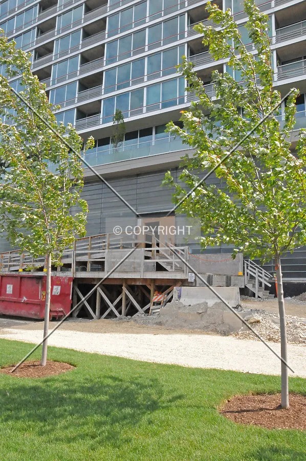 Construction entrance on the north side of the Maple Tower