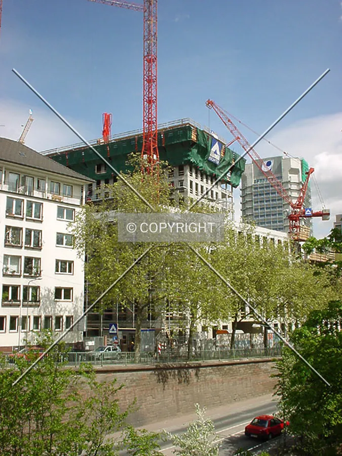 Side view, during construction - from nearby bridge