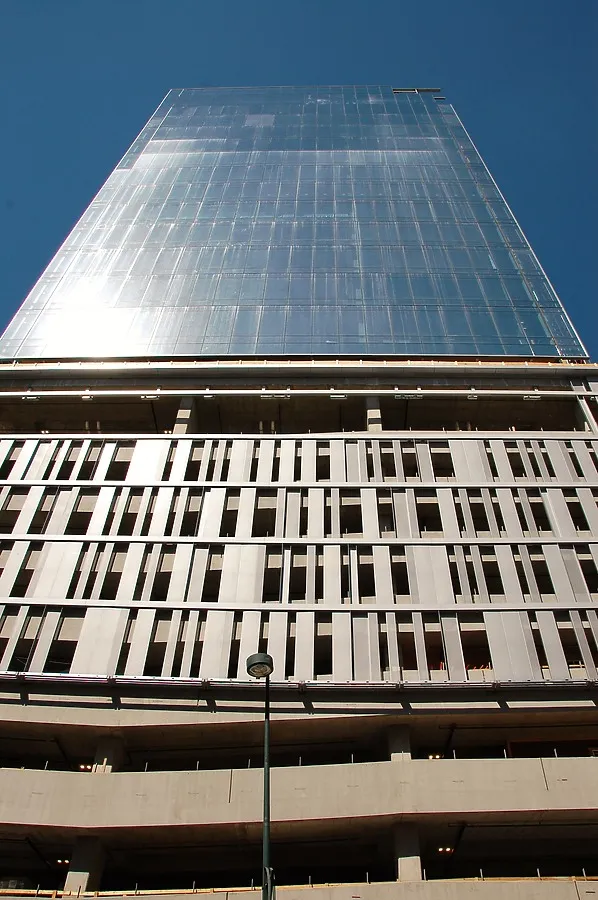 Looking up the southwest facade