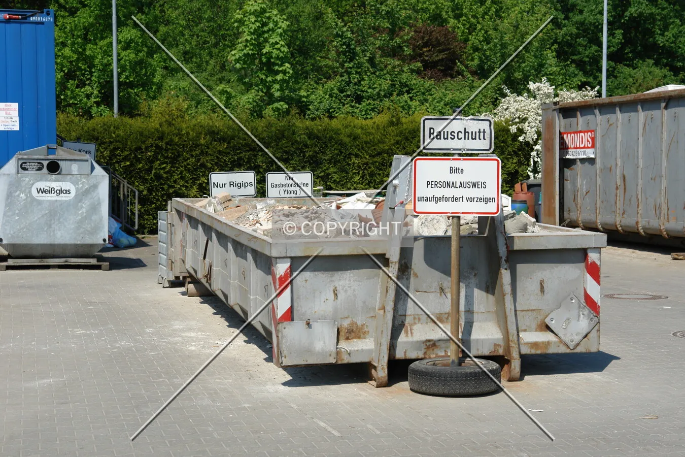Gray container used to collect building rubble