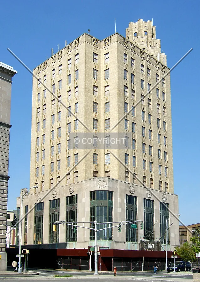 View from the southeast at Main Avenue and Broadway