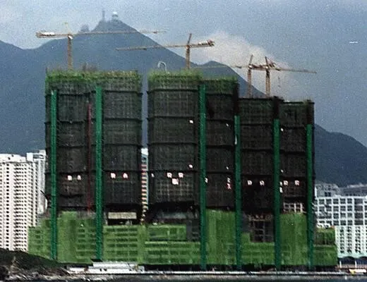 Construction site seen from the sea