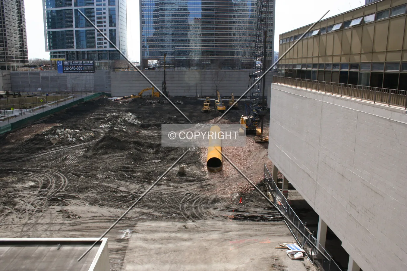 Looking south from the Swissotel driveway